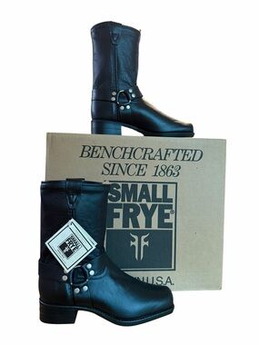Frye NEW Youth Vintage Small Frye Pull On Harness Boots Black Unisex Size 1.5